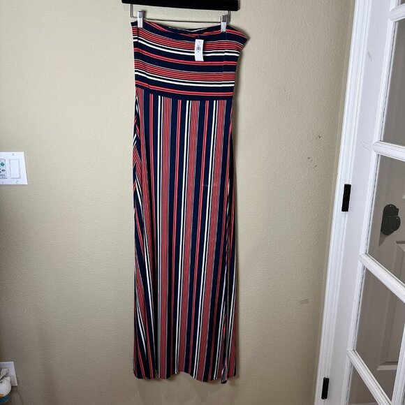 NWT BANANA REPUBLIC Striped Strapless Maxi Dress w Side Slit Size Medium - Picture 2 of 8